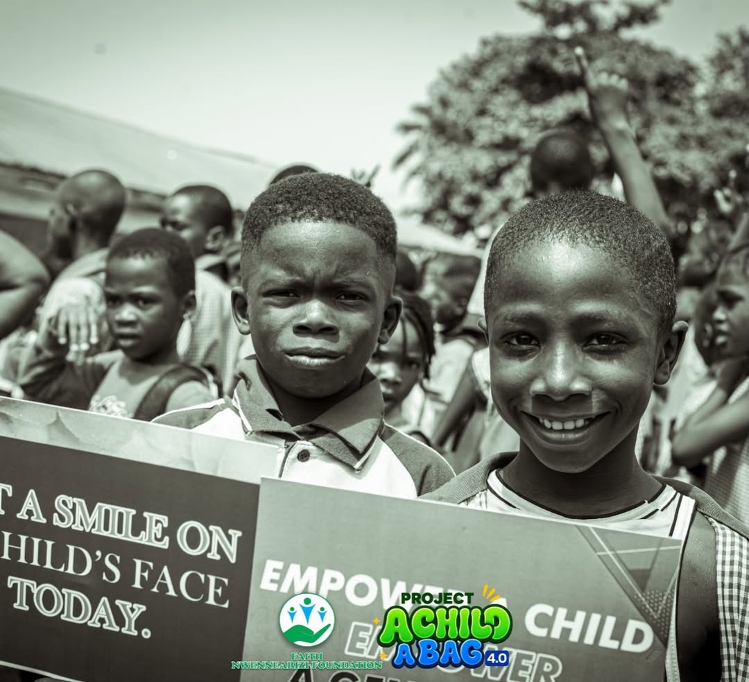 A smiling child at a foundation outreach